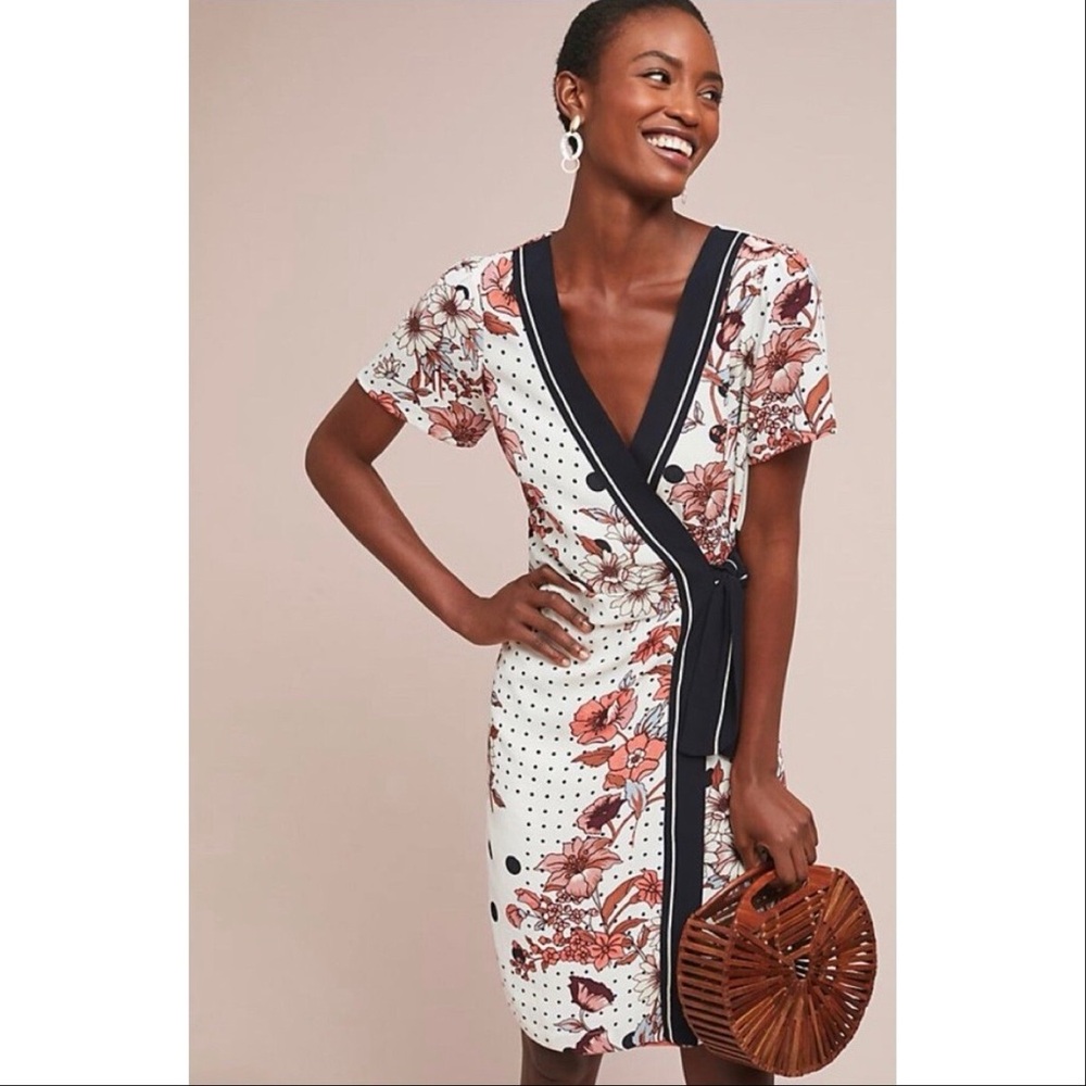 Maeve White and Brown Floral Dress
